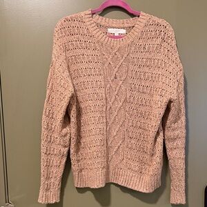 LOFT Women's Beige Cable Knit Sweater
